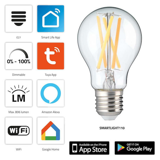 Alecto Smartlight110 Smart Filament Led Lamp Wi-fi 7w Sienna