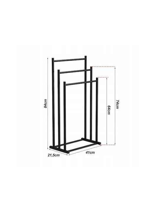 Raft de haine de Baie Triplu ​41x84cm Inox Negru