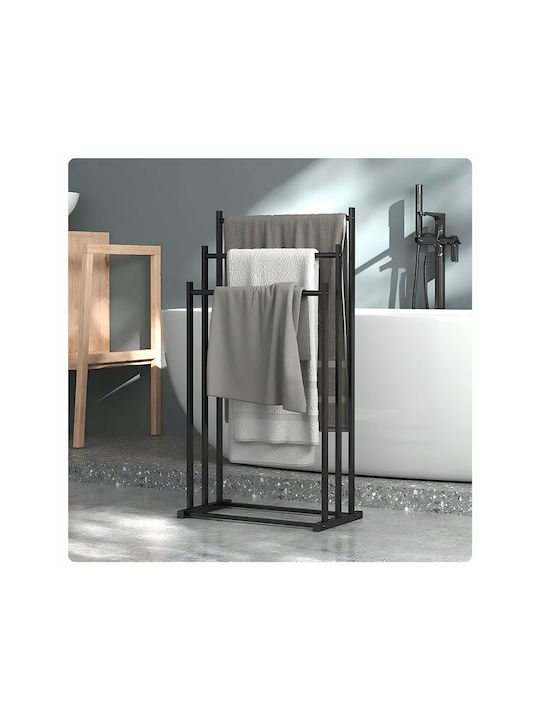 Raft de haine de Baie Triplu ​41x84cm Inox Negru