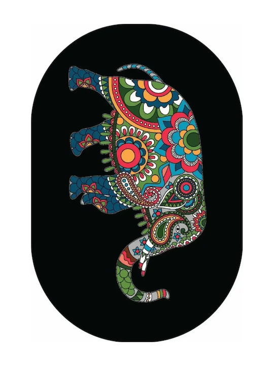 Bath Mat Set Black Colorful Elephant 2 Pieces 60 x 60 Cm