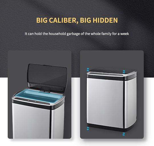 Waste Bin Made of Stainless Steel with Sensor Silver 20lt