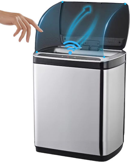 Waste Bin Made of Stainless Steel with Sensor Silver 20lt