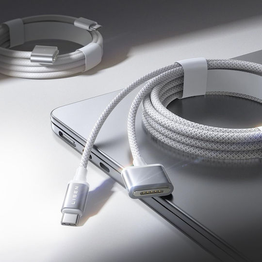 Lisen Braided USB 2.0 Cable USB-C male - Magsafe 3 140W Gray 2m