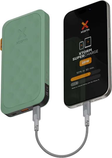 Xtorm Fuel Series Power Bank 10000mAh 20W με Θύρα USB-A και 2 Θύρες USB-C Sage Green