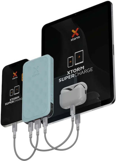 Xtorm Fuel Series Power Bank 10000mAh 20W με Θύρα USB-A και 2 Θύρες USB-C Teal Blue