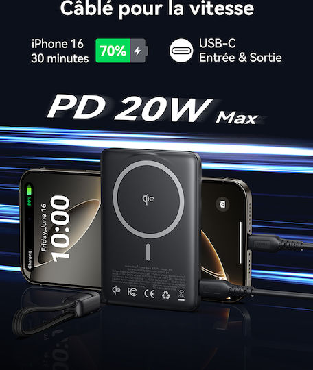 Iniu Power Bank 5000mAh cu Port USB-C Negru