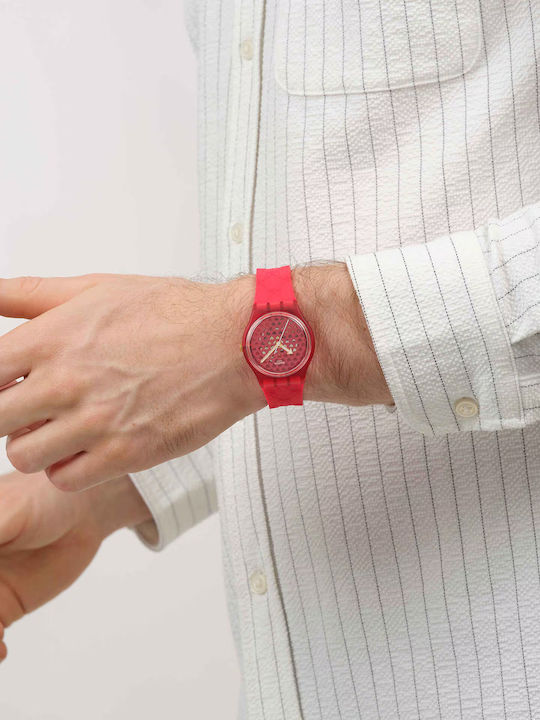 Swatch Women's Watch with Red Rubber Strap