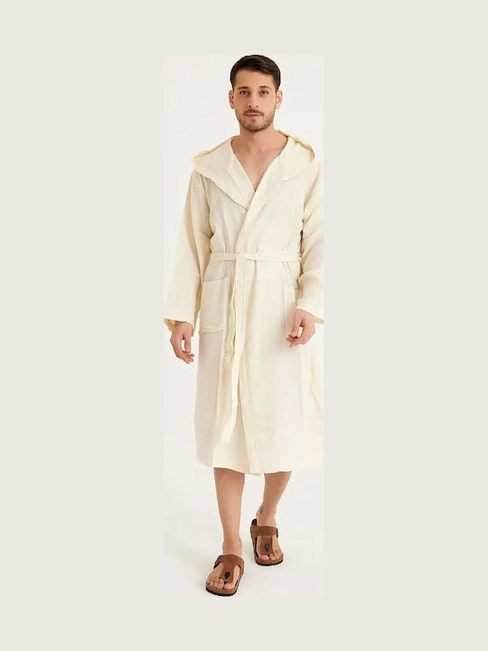 Männer Bademantel Plaj Museline Kapuze & Taschen Beige S-m S M Männer Bademantel Plaj Museline Kapuze & Taschen Beige S-m S M