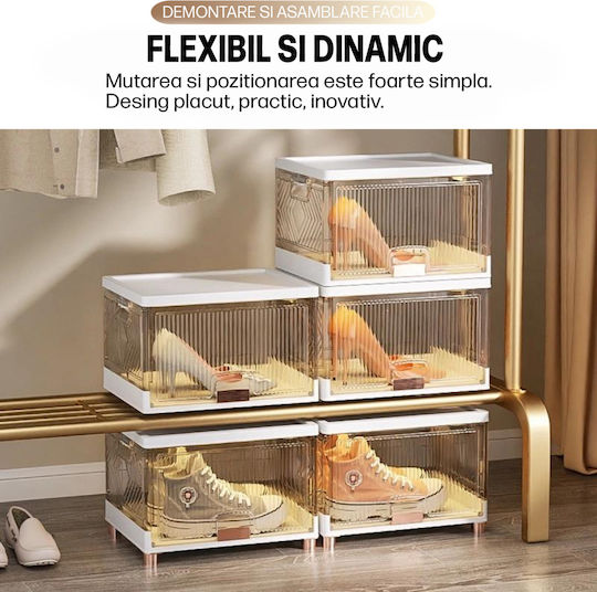Cutie Din Plastic Pentru Depozitarea Pantofilor Albă 44x38x28cm 4 Bucăți