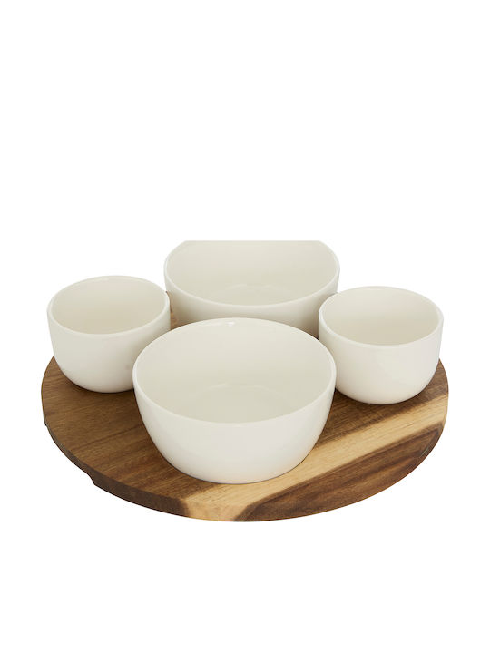Ceramic Dessert Divided Serving Plate with 4 Slots S-d Elegance White Ø26cmxY6.5cm Ceramic Dessert Divided Serving Plate with 4 Slots S-d Elegance White Ø26cmxY6.5cm