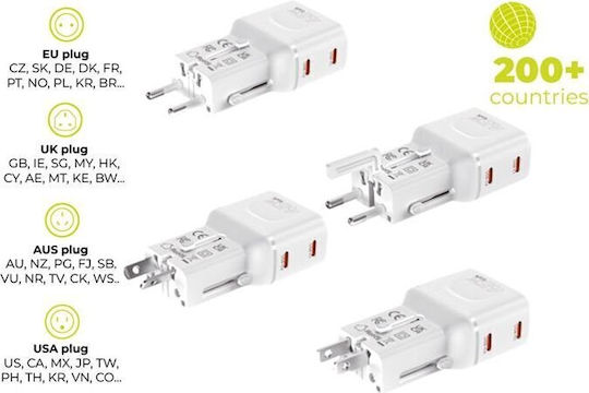 Mobile Origin Charger Without Cable GaN with 2 USB-C Ports 45W Power Delivery Whites (PW26)