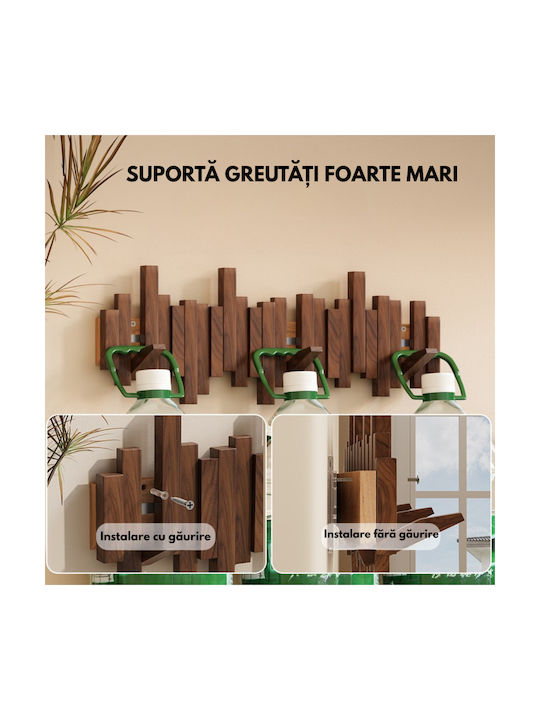 Κρεμάστρα Τοίχου Ξύλινη 6 Θέσεων Καφέ 23x23x20cm