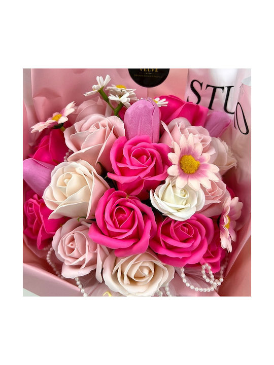 Buchet Floral Etern Artisan Flori Săpun Trandafiri Lalele Roz Pastel