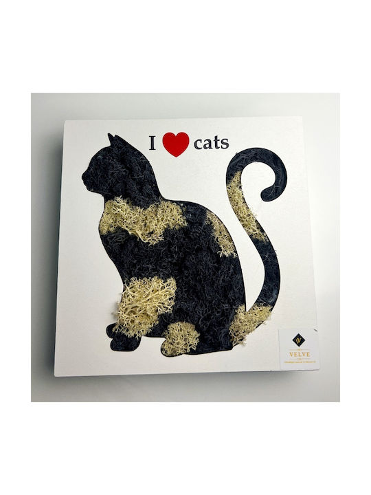 Decorative Picture Stabilized Lichens "i Love Cats" Cat Silhouette 20x20 Cm Multicolor