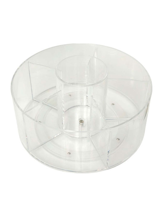 5Five Rotating Cosmetics Organizer with 6 Compartments Transparent 12.8x23x23cm