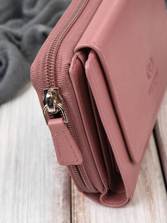 Klein Leder Damen Geldbörse Klassisch mit RFID Rosa