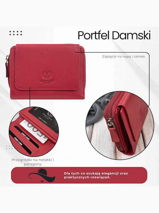 Mic Din piele Portofel de damă Clasice cu RFID Roșu