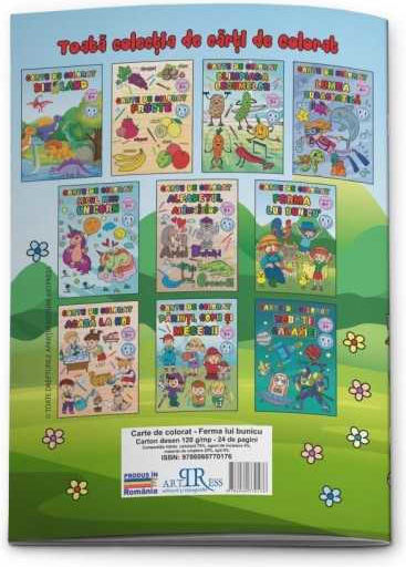 Carte De Colorat Pentru Copii Ferma Bunicului Dimensiune A4 24 Pagini Carton 120 Gsm
