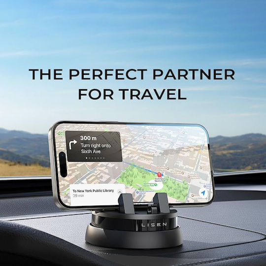 Lisen Car Holder Yl0224060015 Dashboard 360° Rotatable Secure Fit Non-slip Auto-slide Lock Universal Black
