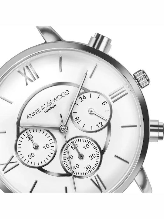 Annie Rosewood Γυναικείο Ρολόι 38mm Χρονογράφος Μπαταρίας με Λευκό Μεταλλικό Μπρασελέ