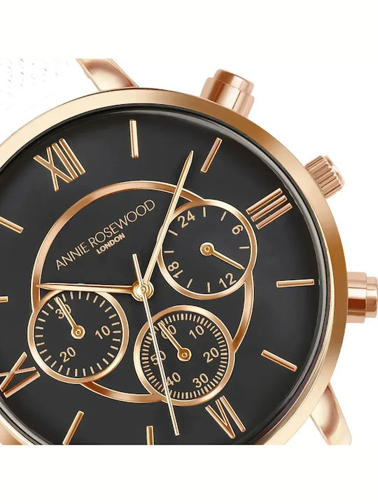 Annie Rosewood Women's Watch Chronograph with Black Metal Bracelet