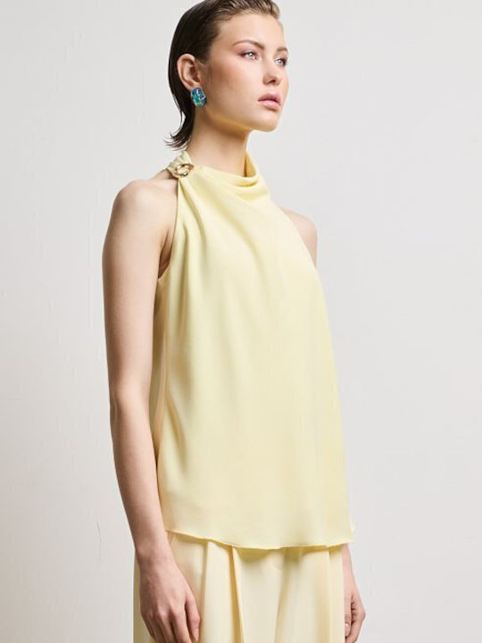 Women's Blouse Sleeveless with Halter Neck Yellow