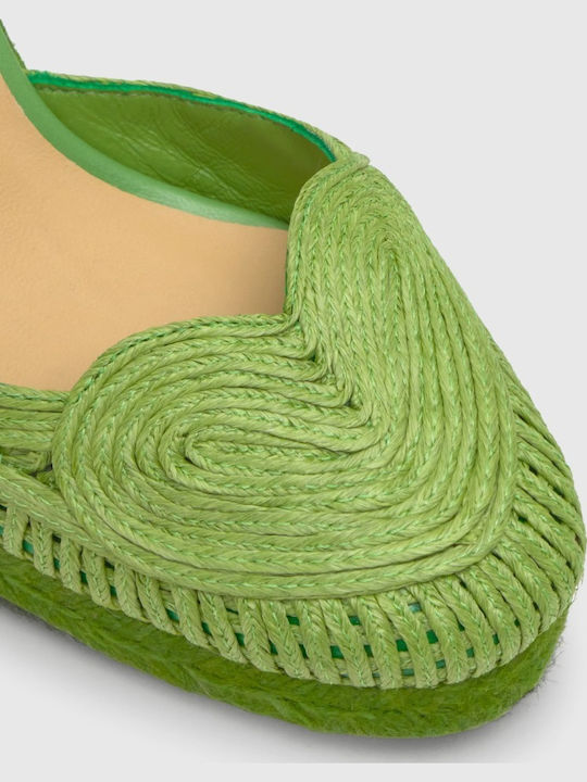 Cacia Women's Leather Platform Espadrilles Green