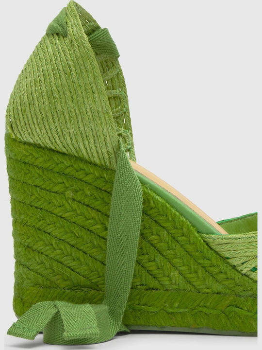 Cacia Women's Leather Platform Espadrilles Green