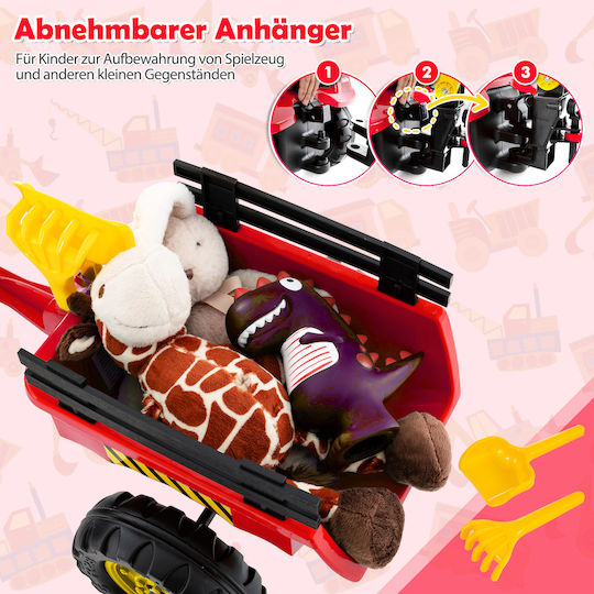 Kids Foot-to-Floor Ride On Tractor with Trailer & Pedal Red