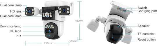 Vstarcam CB621SR IP Triple Κάμερα Παρακολούθησης Wi-Fi Full HD 1080p Αδιάβροχη Μπαταρίας με Αμφίδρομη Επικοινωνία και Φακό 4mm
