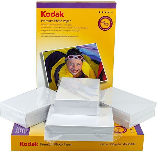 Pack 500 Kodak Premium Glänzendes Fotopapier Blätter 10x15 cm 230 g