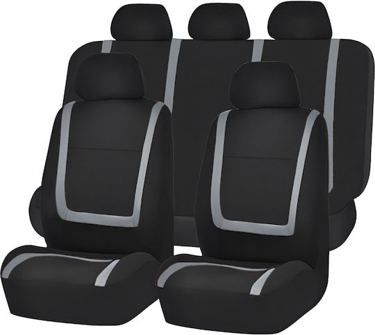 Cheap Car Seat Cover Set Universal 9 Pieces Grey Line Model Gray
