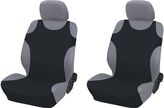 Huse Scaune Auto Frontale Negre Stil Tricou 2 Bucăți