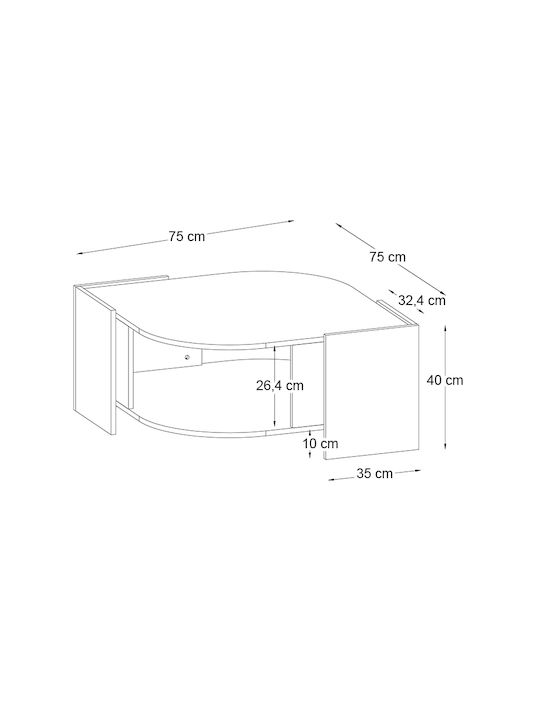 Στρογγυλό Κεντρικό Τραπεζάκι Marbel Ξύλινο Sapphire Oak Μ75xΠ75xΥ40εκ.