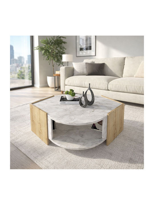 Στρογγυλό Κεντρικό Τραπεζάκι Marbel Ξύλινο Sapphire Oak Μ75xΠ75xΥ40εκ.