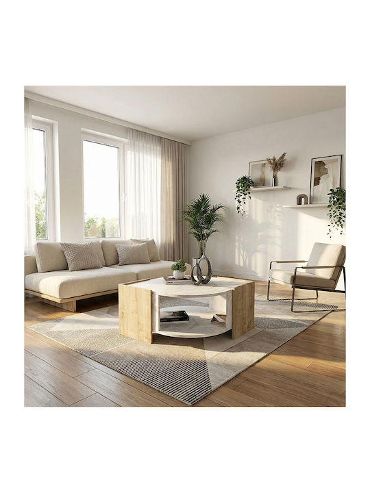 Στρογγυλό Κεντρικό Τραπεζάκι Marbel Ξύλινο Sapphire Oak Μ75xΠ75xΥ40εκ.