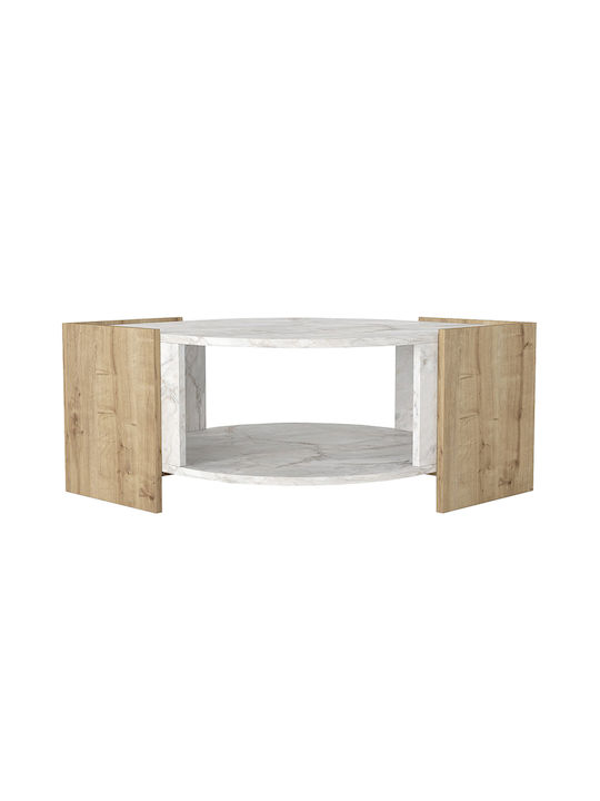 Στρογγυλό Κεντρικό Τραπεζάκι Marbel Ξύλινο Sapphire Oak Μ75xΠ75xΥ40εκ.