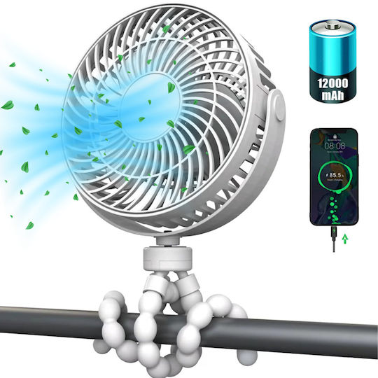 Ventilator Portabil 360° Trepied Flexibil Baterie Reîncărcabilă 1600 Mah Ultra-silențios 3 Viteze Mini Ventilator Dasbo Ideal Pentru Pătuț Cărucior Mașină Birou Camping