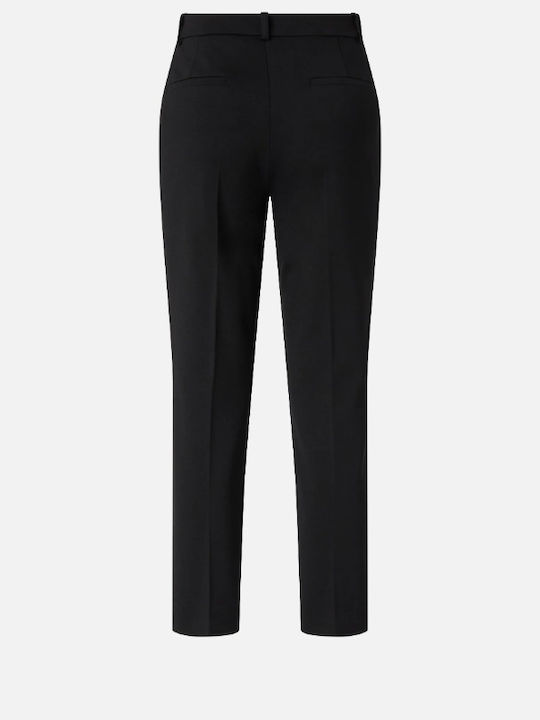 Women's Fabric Trousers Straight Line Black