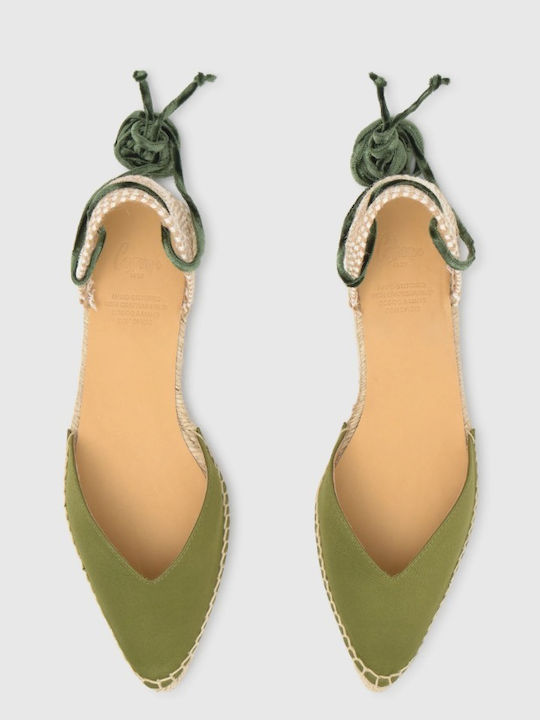 Satin Pointy Ballerinas Green