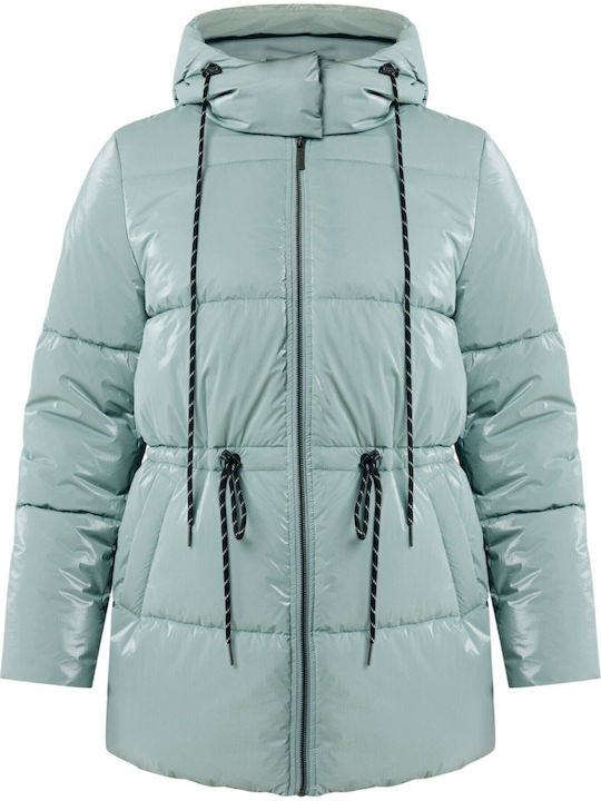 Short Women's Jacket for Winter Ice Blue