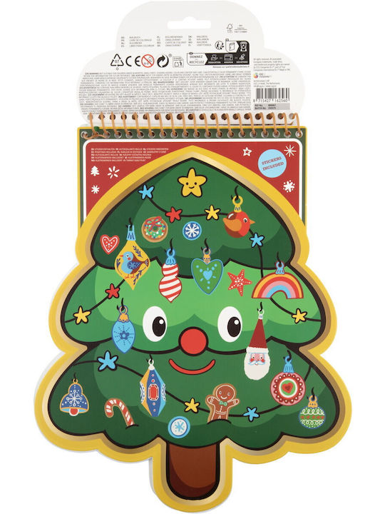 Xmas Βιβλιο Χρωμοσελιδες Σχημα Χριστουγεννιατικου Δεντρου 30 Εκ & Αυτοκολλητα #002.800067