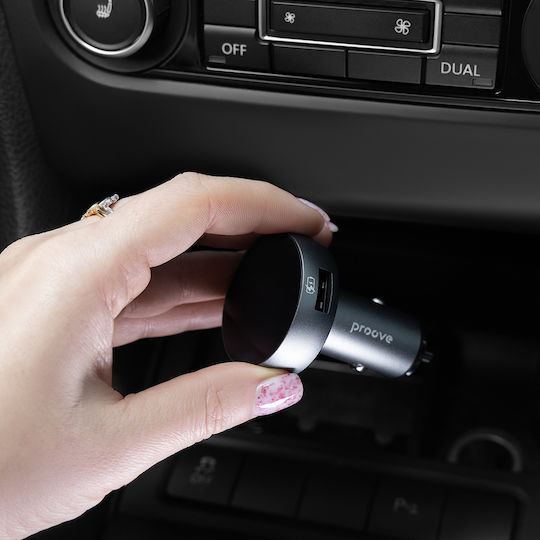 Proove Car Charger Fm Modulator Fmss30110003 Touch Screen Usb Type-c U-disk Tf Bluetooth 5.0 30w Grey