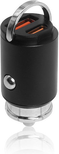 Lech Φορτιστής Αυτοκινήτου 30W με Θύρες: 1xUSB 1xType-C Μαύρο Χρώμα