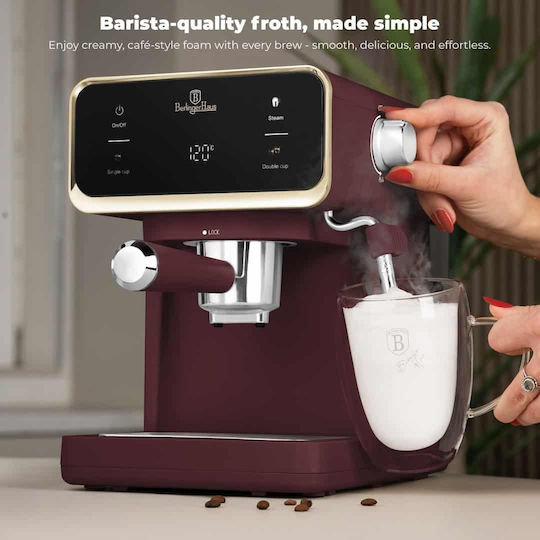 Berlinger Haus Μηχανή Espresso 950W Πίεσης 20bar Matte Burgundy BH-9848