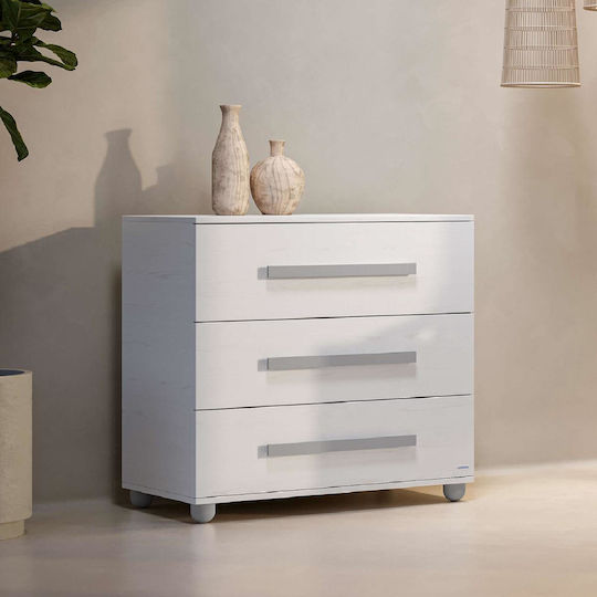 Smart Бебешка гардероб с 3 чекмеджета Бял 94x51x88см