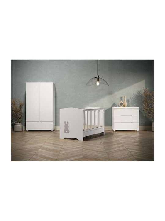 Rabbit Βρεφική Συρταριέρα με 3 Συρτάρια Λευκή 94x51x88cm