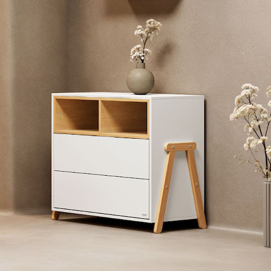 Dulap cu Sertare pentru Bebeluși cu 2 Sertare Albă 98x50x86cm