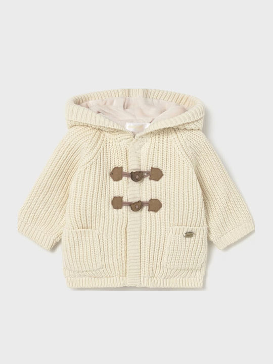 Kids Cardigan Knitted with Hood Beige