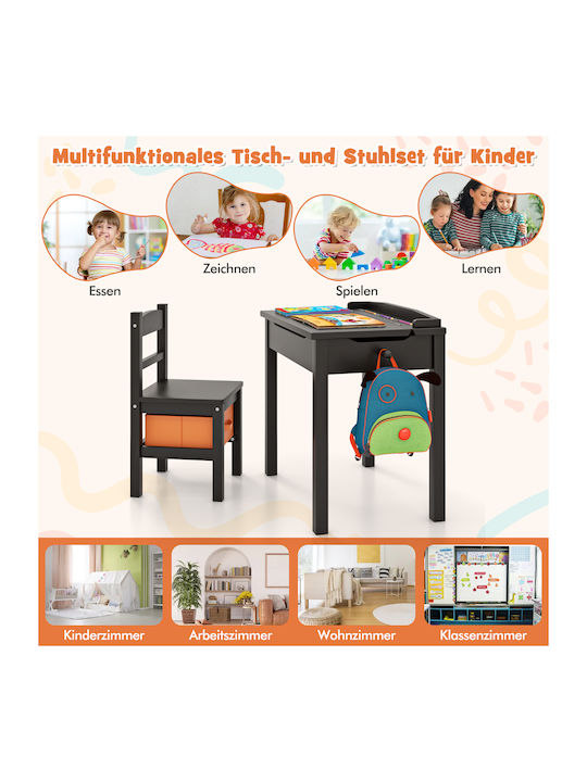 Kids Table and Chairs Set Brown Costway